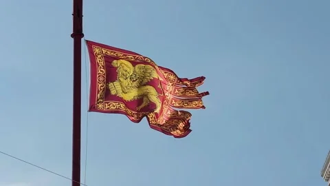 Venetian flag blowing in the wind Stock Footage 139403243