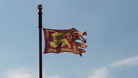 Venetian flag blowing in the wind Stock Footage 139403255