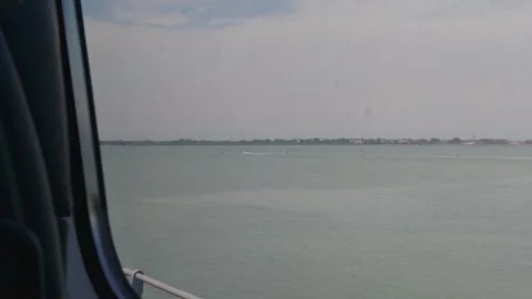 Venetian Lagoon viewed from a train, Venice, Italy Stock-Footage 343342987