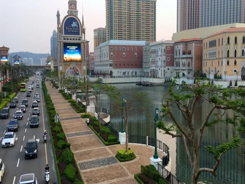 The Venetian Macao hotel and casino resort in Macau Stock Footage