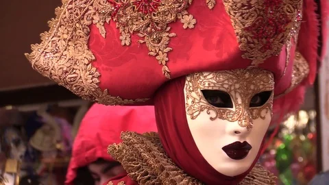 Venetian Mask red Stock Footage 105737161