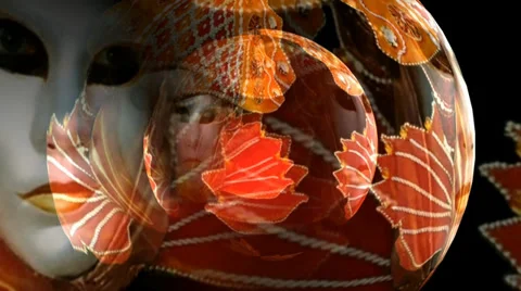 Venetian Orange Mask Spin Stock Footage 34271520