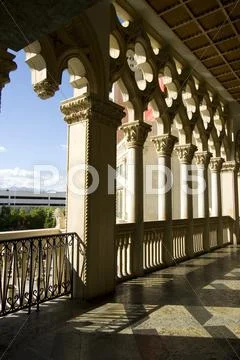 Venetian style balcony columns Stock Photos