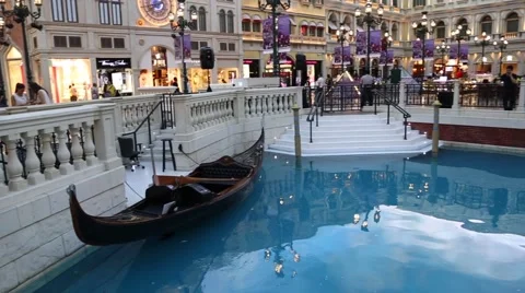 Venezian entertainment complex with a largest shopping mall, Macao Stock Footage 49833624