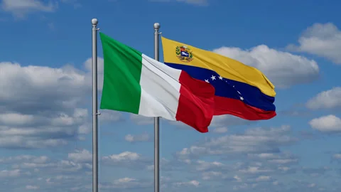 Venezuela and Italy two flags Stock Footage 279698047