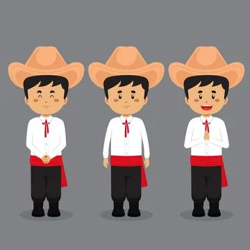 Venezuela Character with Various Expression Stock Illustration
