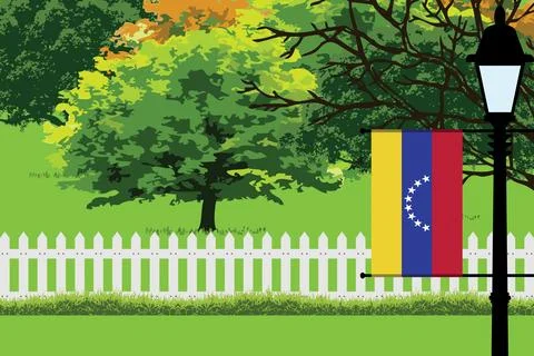 Venezuela Day Trees Lamp Vector Illustration Stock Illustration