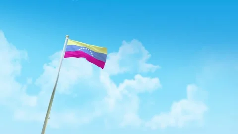 Venezuela Flag 3D Render Animation with Fighter Jets Formation in Blue Sky Stock Footage 332313697