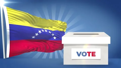 Venezuela Flag and voting box presidential election 2024 Stock Footage 342796765