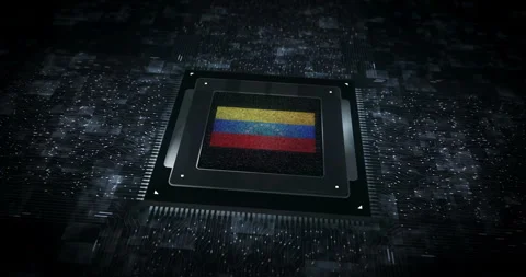 Venezuela flag on computer cpu Stock Footage 320460794