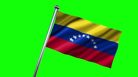 Venezuela flag on a flagpole waving in the wind Stock Footage 140595824