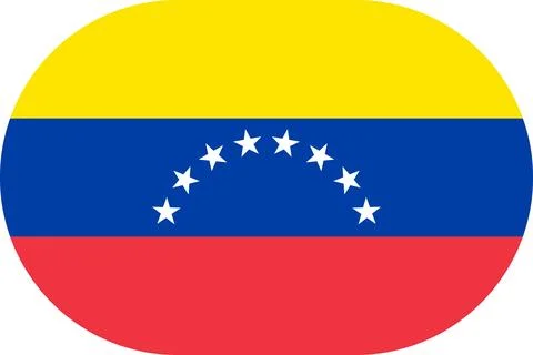 Venezuela flag in flat oval design Illustrazione stock