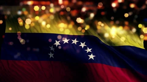 Venezuela Flag Light Night Bokeh Abstract Loop Animation 4K Stock Footage 47678865