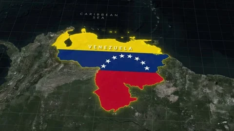 Venezuela Flag Map Animation on Satellite View of South America Stock Footage 339515992