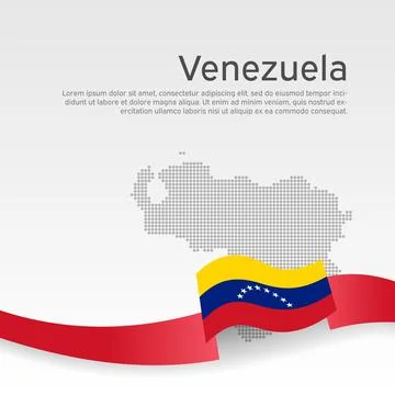 Venezuela flag, mosaic map background. State patriotic venezuelan banner, poster Stock Illustration