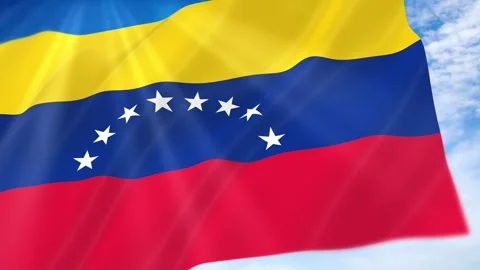 Venezuela Flag Seamless Loop 4k 60fps on Sky Background Stock Footage 341679887