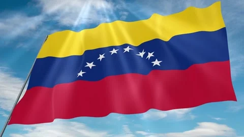 Venezuela Flag Seamless Loop 4k 60fps on Sky Background Stock Footage 341753049