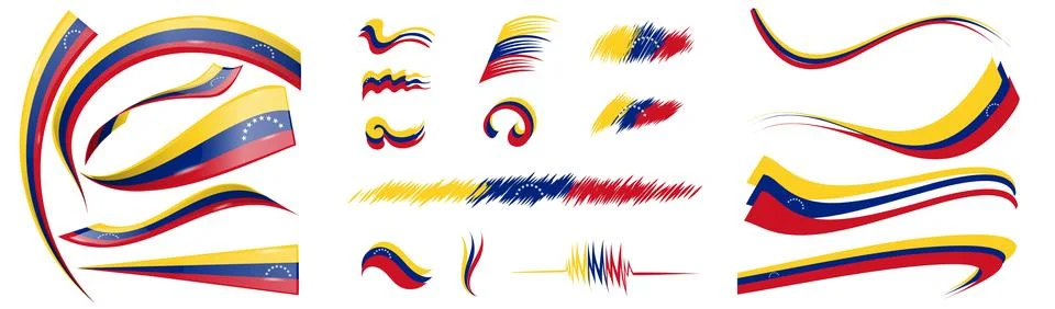 Venezuela flag set elements, vector illustration on a white background Stock-Illustration