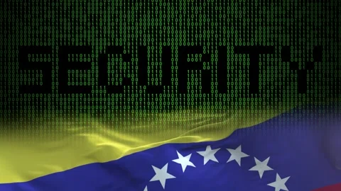 Venezuela flag - Waving flag on matrix binary code background Stock Footage 321422653