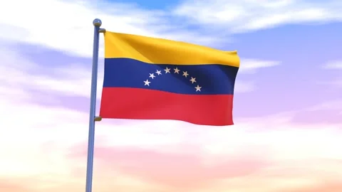 Venezuela Flag waving in the high wind Stock Footage 155459434