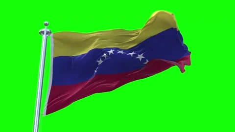 Venezuela Flag Waving in Loopable and Textured green screen background Stock Footage 296876033