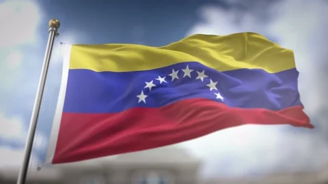 Venezuela Flag Waving Slow Motion 3D Rendering Blue Sky Background - Seamle.. Stock Footage 75556966