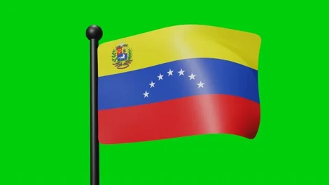 Venezuela Flag Waving in Slow Motion on the green background. 3D Render Fla.. Stock Footage 230911903
