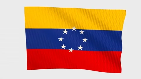 Venezuela flag waving in the wind on a grey background Stock Footage 343221059
