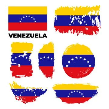 Venezuela - Grunge Flag set Vector Flat Icon Stock Illustration