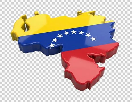 Venezuela map 3d rendering with national flag colors and stars on transpare.. Stock Illustration
