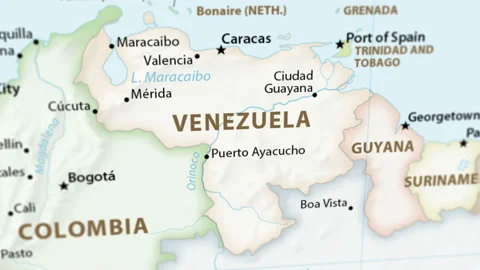 Venezuela on a Map with Defocus (4K) Stock Footage 102011679