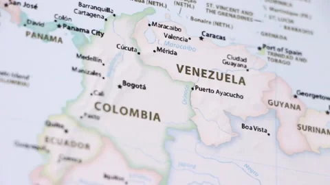 Venezuela on a Map (with Defocus) Stock Footage 90627487