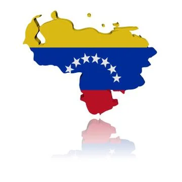 Venezuela map flag 3d render with reflection illustration Stock Illustration