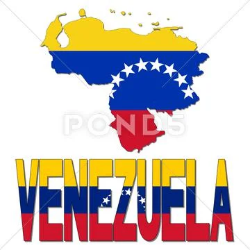 Venezuela map flag and text illustration Stock Illustration