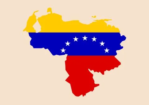 Venezuela map with flag inside Stock Illustration