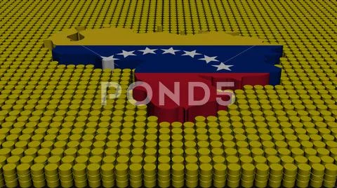 Venezuela map flag with oil barrels illustration Stock Illustrationen