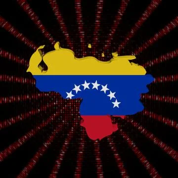 Venezuela map flag on red hex code burst illustration Stockillustratie