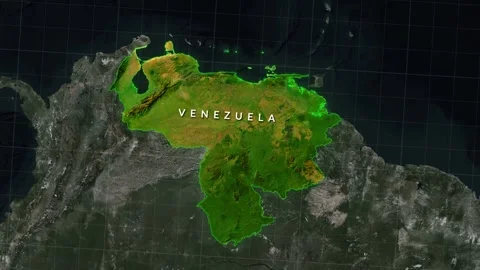 Venezuela Map Highlighted on High Resolution Satellite View Animation Stock Footage 339312013