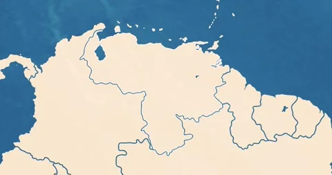 A venezuela map with most important cities and frontier lines Video stock 337432712