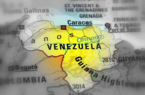 Venezuela on a map Stock Photos