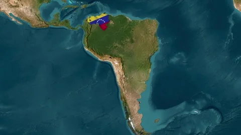 Venezuela map with waving flag Stock Footage 294128236