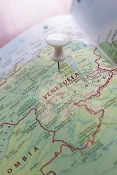 Venezuela on the map of the world. Stock Photos