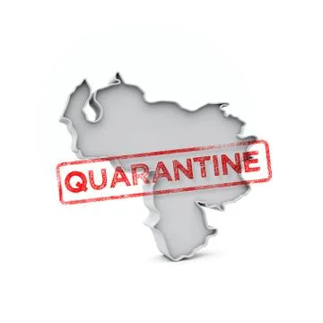 Venezuela simple 3D map with red quanantine stamp. 3D Rendering Ilustração Stock