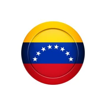Venezuelan flag on the round button, vector illustration Stock Illustration