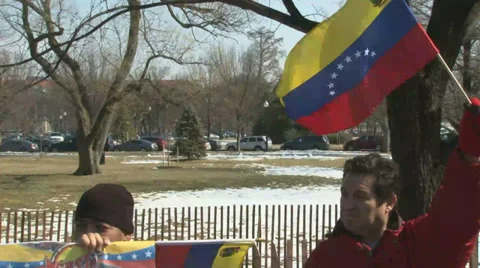 Venezuelan Protesters/Pro-Maduro Stock Footage 35355238