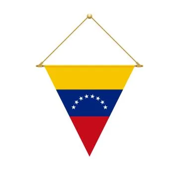 Venezuelan triangle flag hanging, vector illustration Illustrazione stock