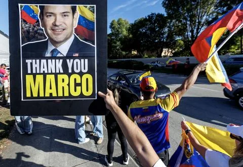 Venezuelans in Florida react to US actions related to Venezuela, Miami, USA - 03 Stock Photos
