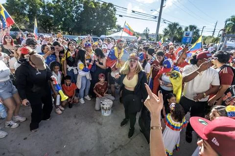 Venezuelans in Florida react to US actions related to Venezuela, Miami, USA - 03 Stock Photos