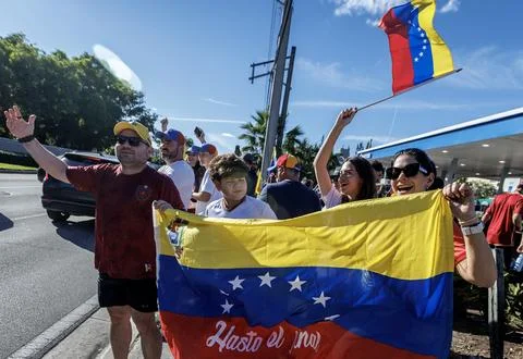 Venezuelans in Florida react to US actions related to Venezuela, Miami, USA - 03 Stock Photos
