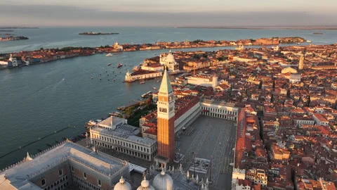 Venice from above, skyline view of St. Mark's Square, Italy Video stock 253136262